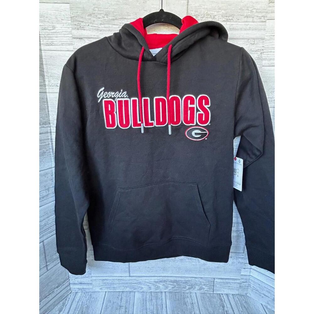NWT Georgia Bulldogs Hoodie Champion Small Black Red NCAA Pullover Sweatshirt